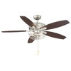 Ceiling Fan With Light, Brushed Nickel, 52"