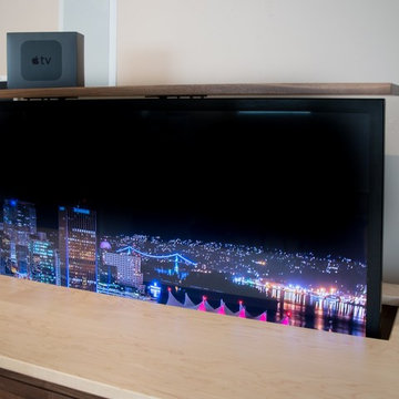 TV Lift Cabinet in solid Maple Infused with Solid Walnut (The Naramada)