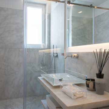 Glass Basin Bathroom with Backlit Mirror in Lisbon