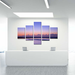 Multi Panel Artworks - Diamond "Pastel Moon" Newcastle NSW Art on Glass Quintych - Fine Art Prints