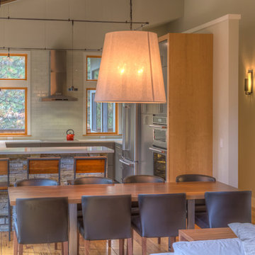 Dining room to kitchen in modern remodel