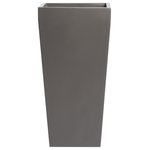 Root and Stock - Windsor Tall Square Planter, Gray, 15"x15"x30" - Showcase your greenery with The Windsor Tall Planter. Made of light-weight industrial strength fiberglass material, these planters are easy to move around and can be used either indoors or out. The modern square top and tapered base will add style and fresh air to any space.