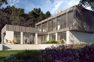 Design ideas for a contemporary house exterior in Cornwall.