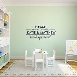 Excuse the Mess Personalized Kids  Quote Wall Decal - Kids Wall Decor