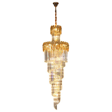Le Cannet Luxury Spiral Crystal Chandelier For Stairway, Cognac Crystal, 25.6
