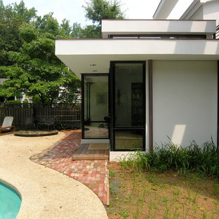 Mittelgroßer Moderner Schwimmteich hinter dem Haus in Nierenform mit Natursteinplatten in Washington, D.C.