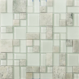 unico glass and stone mosaic collection: emerald crystal mosaic blend - Tile