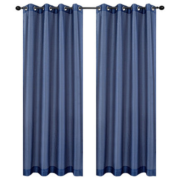 54"x96" Soho Sheer Curtain Panels With Grommets, Set of 2, Blue