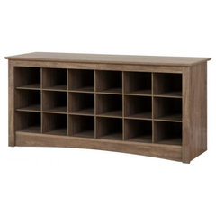 24 Pair Shoe Storage Cubby Bench Drifted Gray Transitional