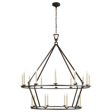 Darlana Extra Large Two-Tier Chandelier in Aged Iron