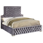 Meridian Furniture USA - Sedona Velvet Upholstered Bed, Gray, King - Elegant and eye-catching, the stunning Sedona bed from Meridian Furniture is the perfect addition to any space. The bed is upholstered in rich Velvet that is complimented by a unique all over tufted design. Strength and beauty is guaranteed with a solid wood frame and chrome legs.