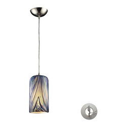 Elk Lighting - Molten One Light Pendant In Satin Nickel And Molten Ocean Glass Includes w/ An A - Pendant Lighting