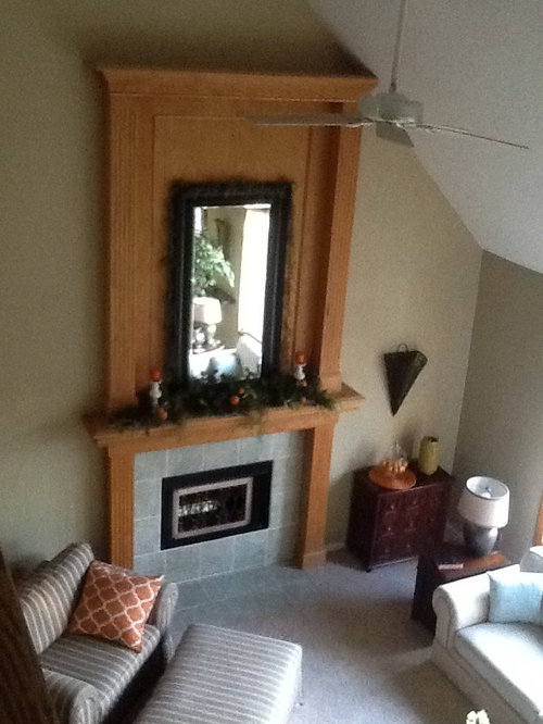 Update golden oak fireplace and window trim