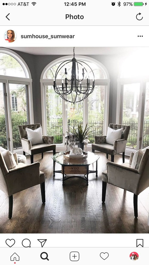 Dining room chairs in living room