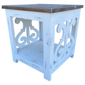 End Table With Side Detail, White