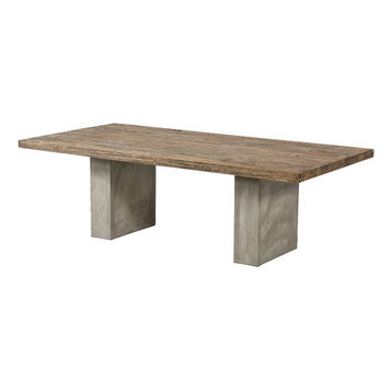 Modrest Renzo Modern Oak and Concrete Dining Table, 118"