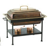 23" x13"x19" Rectangular Ant. Cop. over S/S Chafing Dish, 8 Qt.