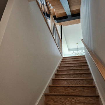 Project #124 | Contemporary Red Oak and Steel Staircase