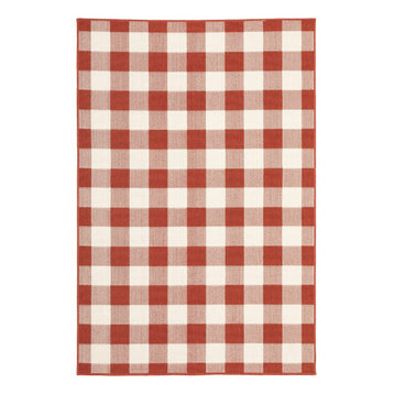 Madelina Gingham Check Indoor/Outdoor Area Rug, Red, 7'10"x10'10"