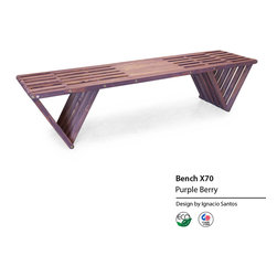 Backless solid Wood Modern Design Bench 70 by GloDea - Indoor Benches