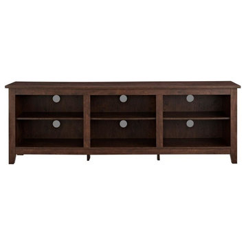 70" Wood Media TV Stand Storage Console in Traditional Brown