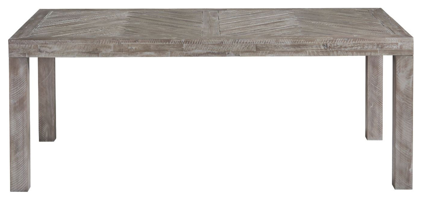 Modus Herringbone Solid Wood Rectangular Dining Table in Rustic Latte ...