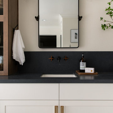 Quartz Countertop Inspired By Soapstone Design in Bathroom Remodel