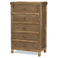 Santa Cruz 5 Drawer Chest With Glass Top, Jacobean