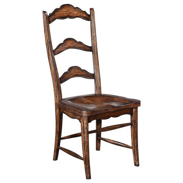 Side Chair Dining Colonial  Solid Wood Pecan Saddle Seat  Shaped