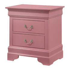 Glory Furniture Louis Phillipe 2 Drawer Nightstand in Pink