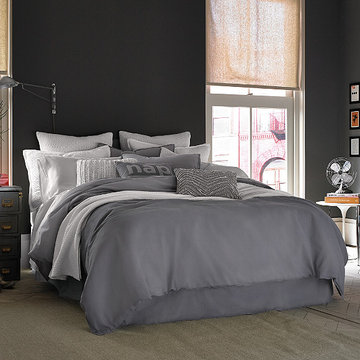 Kenneth Cole Reaction Home Mineral Linen/Cotton Duvet Cover In Gunmetal