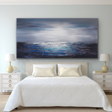 36x60 " Blue coastal painting Large Modern contemporary beach art Custom order