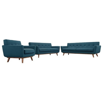 Modway EEI-1349-AZU Engage Sofa Loveseat and Armchair Set of 3, Azure
