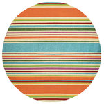 Couristan Inc - Couristan Covington Sherbet Stripe Indoor/Outdoor Area Rug, Multi, 7'10" Round - Designed with today's  busy households in mind, the Covington Collection showcases versatile floor fashions with impressive performance features that add to their everyday appeal. Because they are made of the finest 100% fiber-enhanced Courtron polypropylene, Covington area rugs are water resistant and can be used in a multitude of spaces, including covered outdoor patios, porches, mudrooms, kitchens, entryways and much, much more. Treated to prevent the growth of mold and mildew, these multi-purpose area rugs are exceptionally easy to clean and are even considered pet-friendly. An ideal decor choice for families with young children, or those who frequently entertain, they will retain their rich splendor and stand the test of time despite wear and tear of heavy foot traffic, humidity conditions and various other elements. Featuring a unique hand-hooked construction, these beautifully detailed area rugs also have the distinctive aesthetic of an artisan-crafted product. A broad range of motifs, from nature-inspired florals to contemporary geometric shapes, provide the ultimate decorating flexibility.