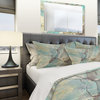 Landscape in Blue Cream and Brown Duvet Cover Set, Full/Queen