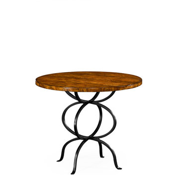 Country Walnut Bistro Style Panelled Round Centre Table