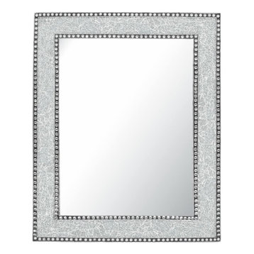 Crackled Glass Decorative Wall Mirror, 30"x24", Silver