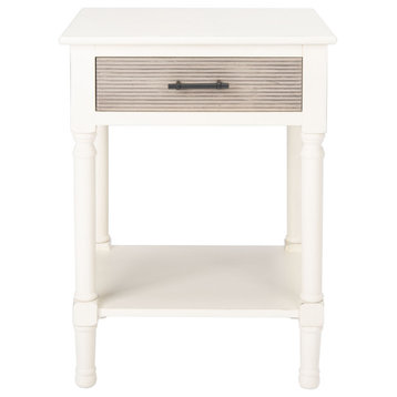 Safavieh Ryder 1 Drawer Accent Table, Distrssed White/Greige