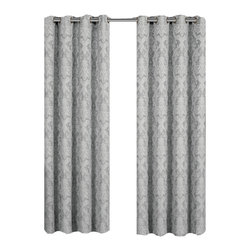 Royal Tradition - Blair Jacquard Grommet Top Panels, Set of 2, Gray, 108"x84" - Curtains