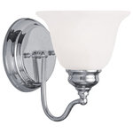 Livex Lighting - Livex Lighting 1351-05 Essex - One Light Bath Bar - Shade Included.Essex One Light Bath Chrome White Alabast *UL Approved: YES Energy Star Qualified: n/a ADA Certified: n/a  *Number of Lights: Lamp: 1-*Wattage:100w Medium Base bulb(s) *Bulb Included:No *Bulb Type:Medium Base *Finish Type:Chrome