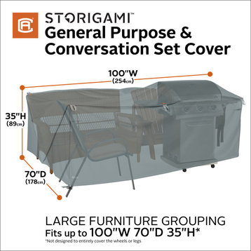 Storigami Easy Fold General Purpose Patio Furniture Cover, Monument Gray, Large