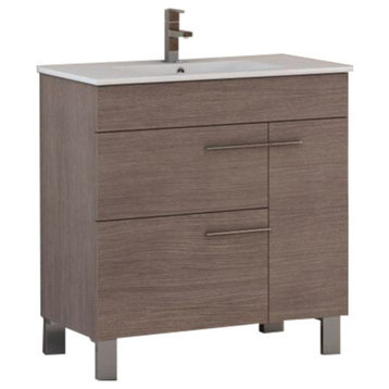 Cup Modern Bathroom Vanity With Integrated Sink, Medium Oak, 31.5"