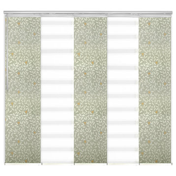 Blanched White-Mrytle 5-Panel Track Extendable Vertical Blinds 58-110"x94"