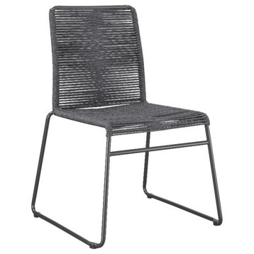 Pemberly Row Contemporary Metal Upholstered Dining Chairs in Charcoal
