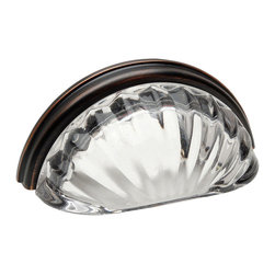 Cosmas - Cabinet Cup Pull, Base, Oil Rubbed Bronze With Clear Glass, Set of 10 - Cabinet And Drawer Handle Pulls