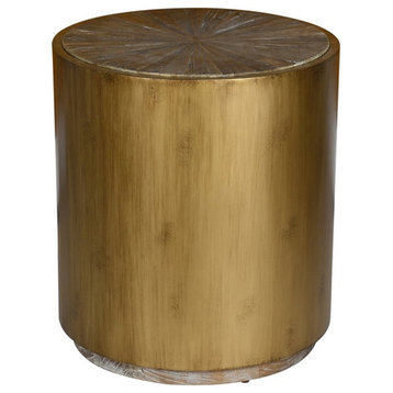 Trent Home Transitional Wood and Metal End Table in Natural Brown and Gold