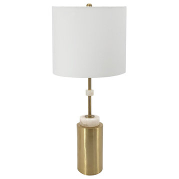 Dervani Table Lamp, White and Gold