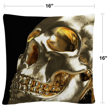 Modern 3D Gold Skull By Abc Decorative Throw Pillow