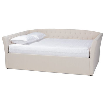 Bowery Hill Modern Fabric Upholstered Queen Size Daybed in Beige