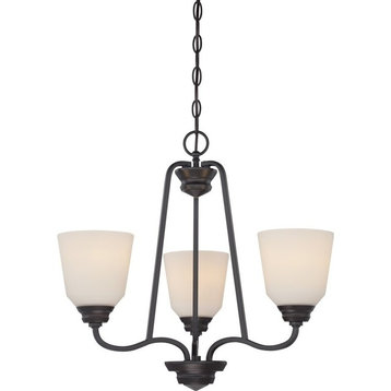 Calvin 3 Light Chandelier With Satin White Glass, LED Omni Included